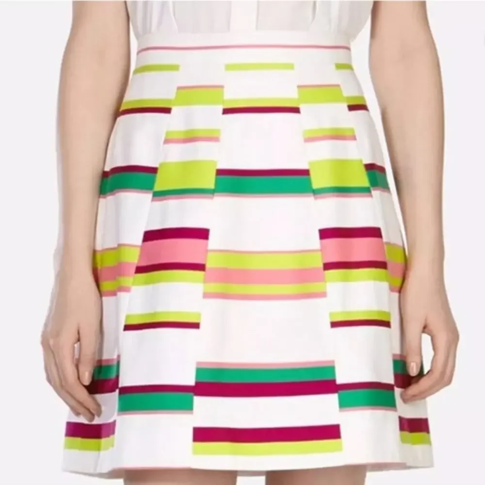 New Karen‎ Millen Colorful Stripe Flare Skirt